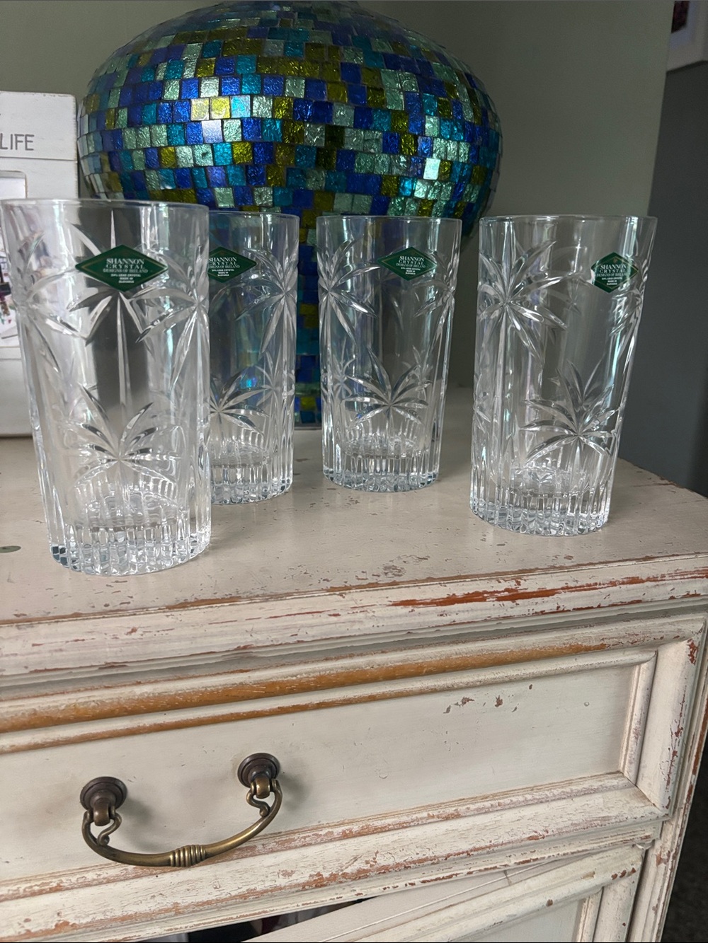 Shannon Crystal Clear Cut Glasses - Set of 4
